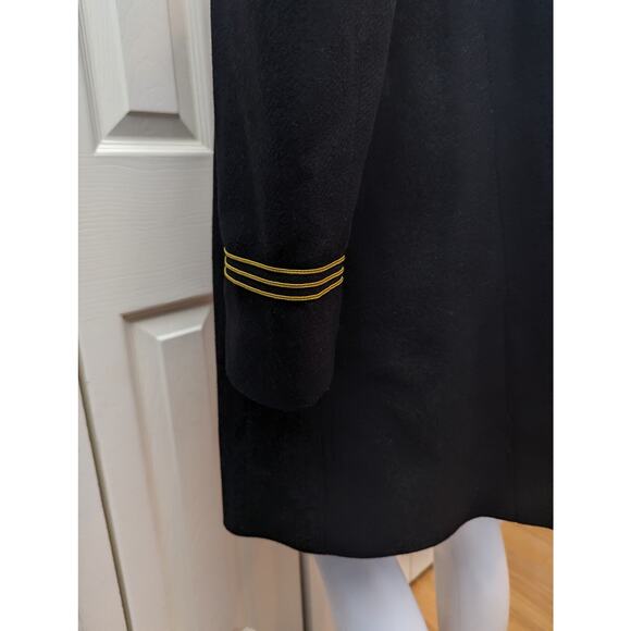 Tory Burch Pea Coat Size 10 Wool Military Double Breasted Gold Logo Buttons - Picture 7 of 16